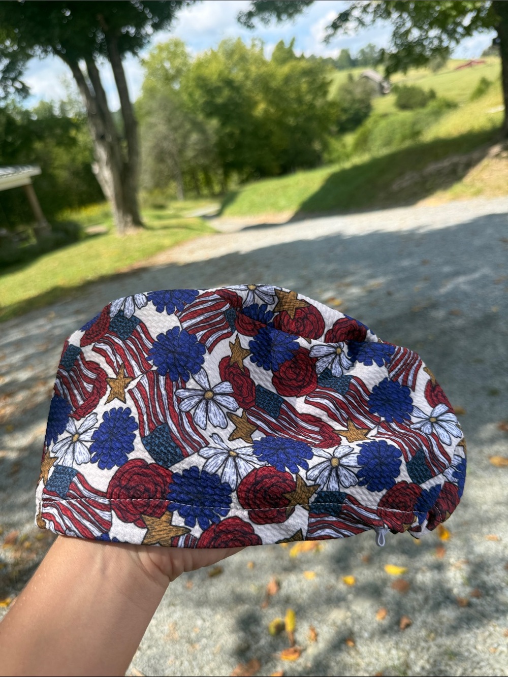 American flag scrub hat